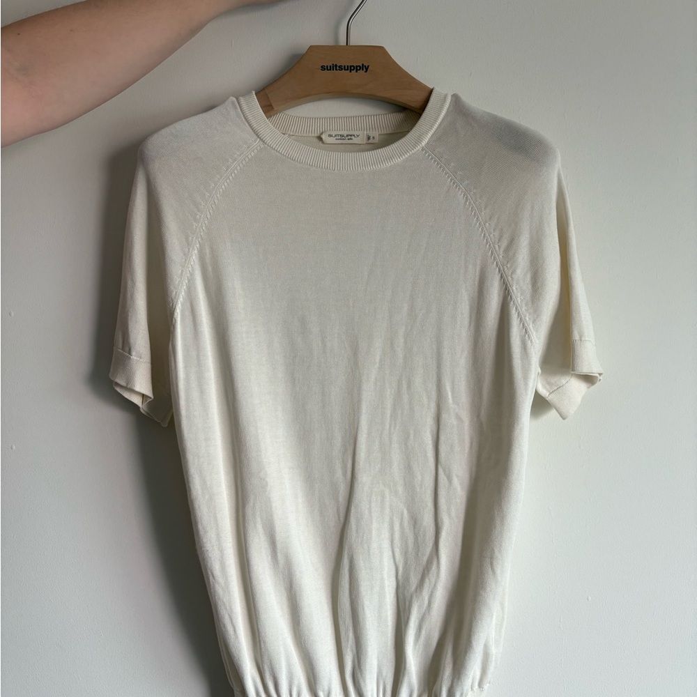 Suitsupply Cream Cotton Silk Top